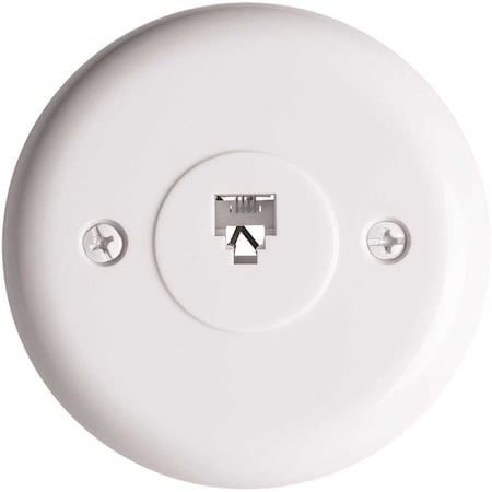 Westek 1-Gang Telephone Jack, Round, Flush, 4-Conductor, White, 10PK TWRND4W-10